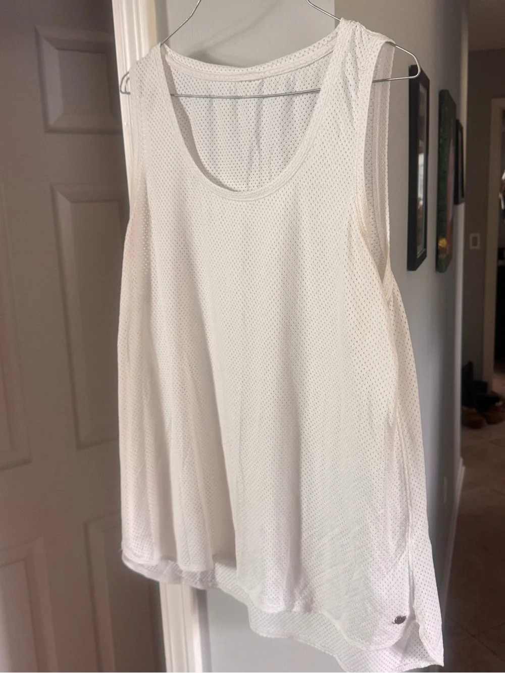 Nike White Mesh Scoop Neck Tank